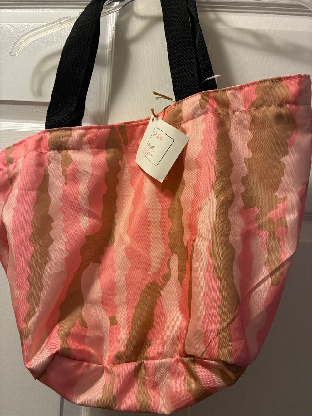 Tug stylish Pink & Brown Patterned Tote Bag - Women NWT